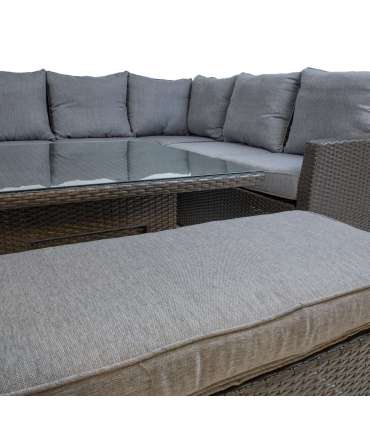 Комплект садовой мебели MADRID угловой диван, стол и 2 пуфики