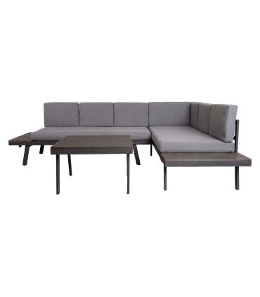 Aiamööblikomplekt DELGADO nurgadiivan ja laud