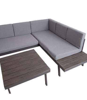 Aiamööblikomplekt DELGADO nurgadiivan ja laud