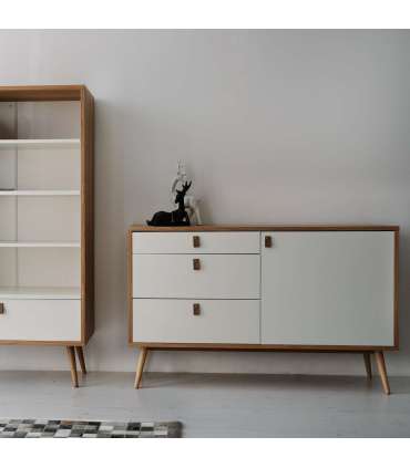 Kummut HELENA WHITE 120x40xH75cm, MDF naturaalne/valge