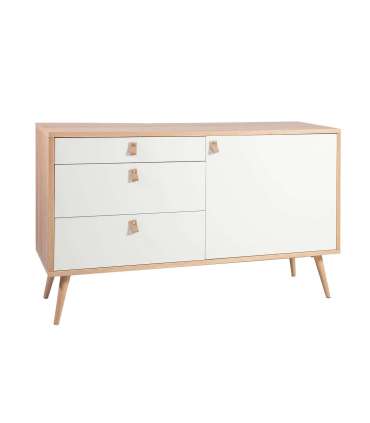 Комод HELENA WHITE 120x40xH75см, МДФ натуральный/белый