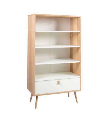 Riiul HELENA WHITE 80x40xH140cm, MDF naturaalne/valge