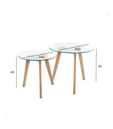 Abilauad HELENA 2tk komplektis D50xH45cm, D40xH40cm, klaas