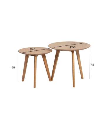 Abilauad HELENA 2tk komplektis D50xH45cm, D40xH40cm, tamm