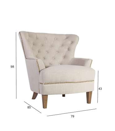 Кресло HOLMES 79x85xH98cм, материал покрытия: ткань, цвет: бежевый