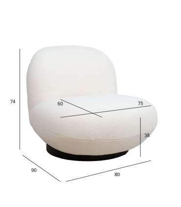 Tugitool PAMELA 80x90xH74cm, valge