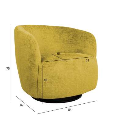 Tugitool MANUELA 84x82xH75cm, kollane