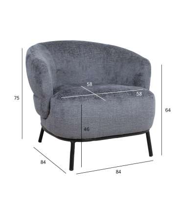 Tugitool GEMALA 84x84xH75cm, tumehall