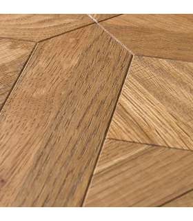 Обеденный стол INDUS D125xH76,6см, столешница из мозаичного дубового шпона, металлический каркас серого цвета