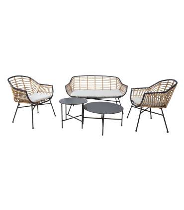 Aiamööblikomplekt LUNDE diivan, 2 tooli ja 2 lauda