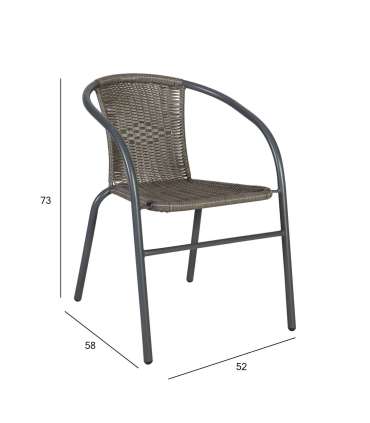 Стул BISTRO 52x58xH72см, сиденье и спинка: плетение из пластика, рама: сталь, цвет: серый