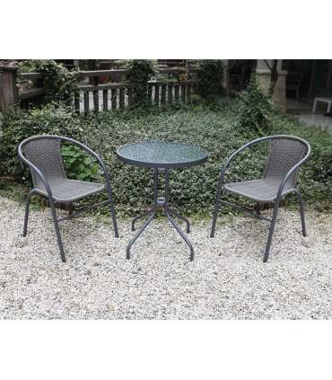 Стул BISTRO 52x58xH72см, сиденье и спинка: плетение из пластика, рама: сталь, цвет: серый