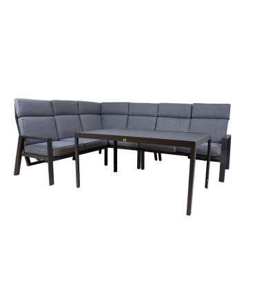 Комплект садовой мебели CASTEN стол и угловой диван, тёмно-серый