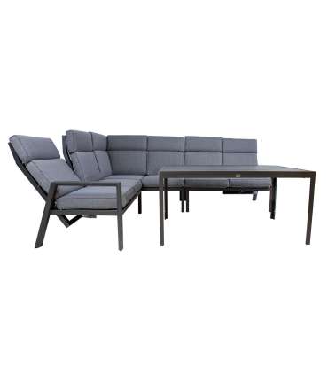 Комплект садовой мебели CASTEN стол и угловой диван, тёмно-серый