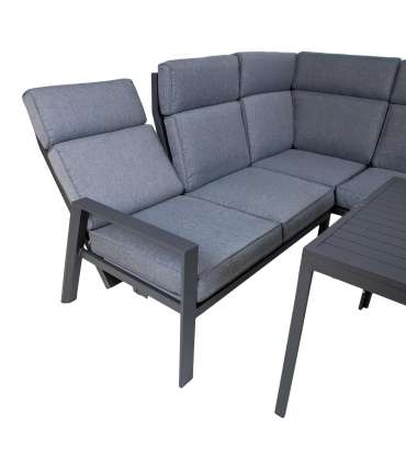 Комплект садовой мебели CASTEN стол и угловой диван, тёмно-серый