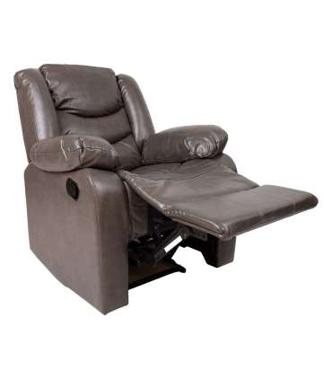 Tugitool DIXON recliner, elevandihall kunstnahk, 99x95xH102cm, puit, vineer