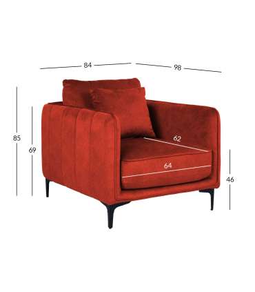 Tugitool BIANKA 84x98H85cm, oranž