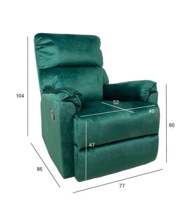 Tugitool GUSTAV manuaalne recliner, roheline samet