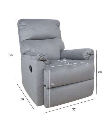 Tugitool GUSTAV manuaalne recliner, helehall samet