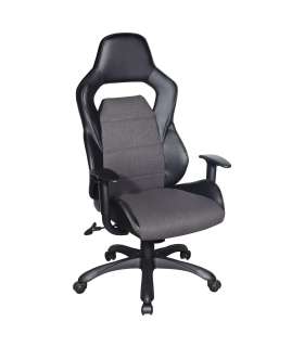 Töötool COMFORT, 69x68xH120-130cm, must/hall, polüesterkangas, kunstnahk, plastik