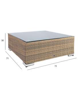 Diivanilaud SEVILLA NEW 71x71xH30cm, cappuccino, alumiinium, plastikpunutis