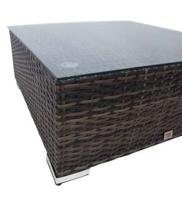 Diivanilaud SEVILLA NEW 71x71xH30cm, tumepruun, alumiinium, plastikpunutis