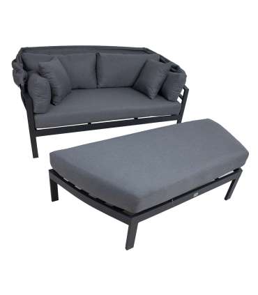 Diivan TOMSON varikatusega, tumehall, 182x82xH72,5cm, alumiinium