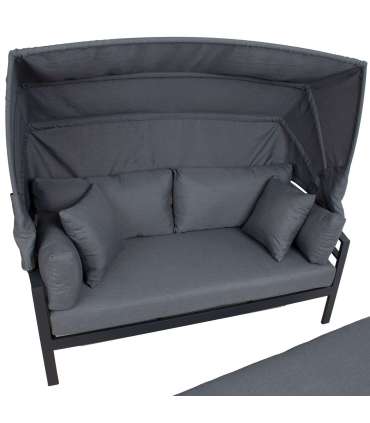 Diivan TOMSON varikatusega, tumehall, 182x82xH72,5cm, alumiinium