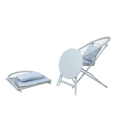 Rõdukomplekt YOLANDA 2 tooli ja laud, helehall