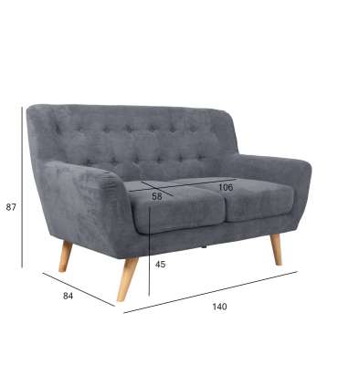 Diivan RIHANNA 2-kohaline 140x84xH87cm, hall