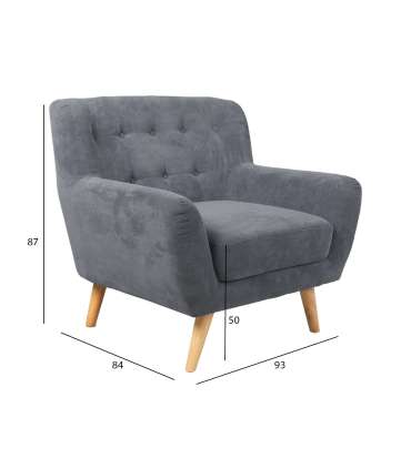 Кресло RIHANNA 93x84xH87cм, материал покрытия: ткань, цвет: серый