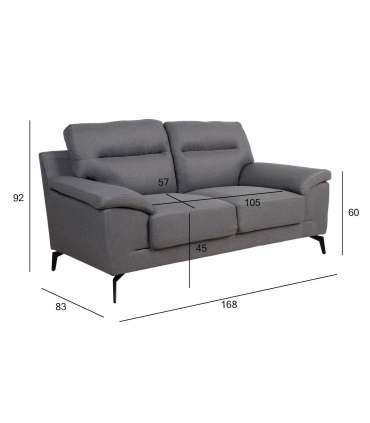 Diivan ENZO 2-kohaline 168x83xH92cm, tumehall