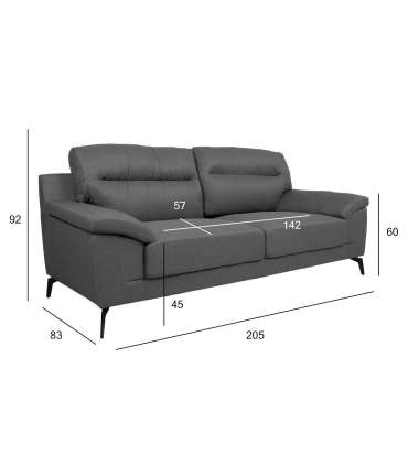 Diivan ENZO 3-kohaline 205x83xH92cm, tumehall
