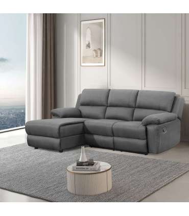 Nurgadiivan BERIT VN manuaalne recliner 214x160/95xH98cm, tumehall