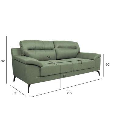 Diivan ENZO 3-kohaline 205x83xH92cm, roheline