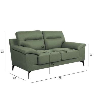 Diivan ENZO 2-kohaline 168x83xH92cm, roheline