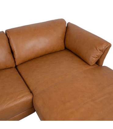 Nurgadiivan COLLINS PN 295x88/159xH83cm, konjakipruun nahk