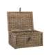 Корзинa KLAY с крышкой 76x53xH36см, деревянная рама, с плетением из натуральный ротанга, цвет: серый
