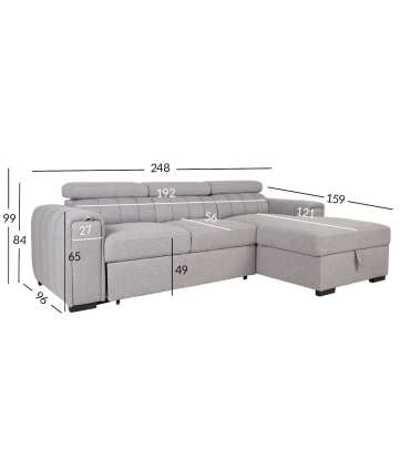 Nurgadiivanvoodi ODELIA PN 252x165xH82/100cm, hall