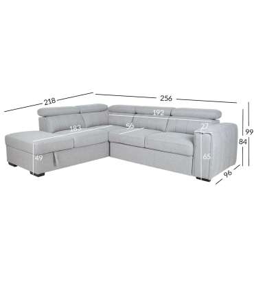 Nurgadiivanvoodi ODELIA-2 VN 263x227xH81/97cm, hall