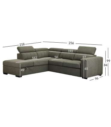 Nurgadiivanvoodi ODELIA-2 VN 263x227xH81/97cm, heleroheline