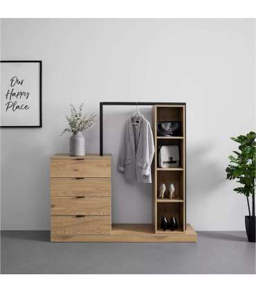 Esikumööbel NOVA 145x40xH137cm, tamm/must