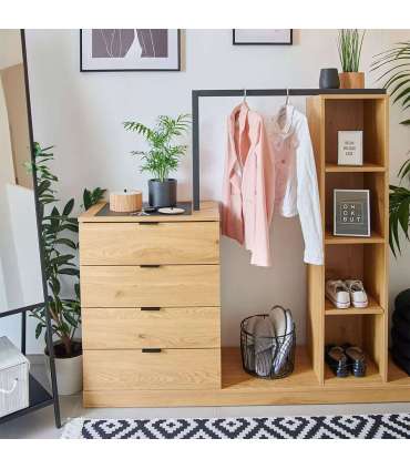 Esikumööbel NOVA 145x40xH137cm, tamm/must