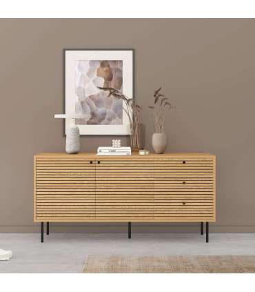 Kummut LINE 150x40xH74cm, tammedekooriga melamiin