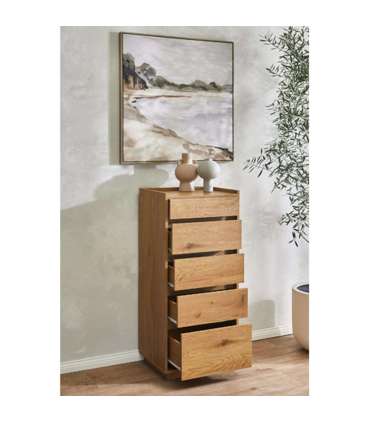 Kummut SACHA 50x40xH109cm, tammedekooriga melamiin