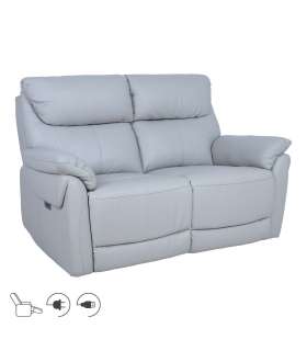 Diivan BOWEN 2-kohaline elektriline recliner 150x86xH102cm, hallikasbeež naturaalne nahk