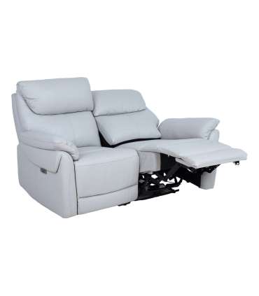 Diivan BOWEN 2-kohaline elektriline recliner 150x86xH102cm, hallikasbeež naturaalne nahk