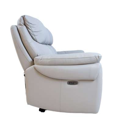 Diivan BOWEN 2-kohaline elektriline recliner 150x86xH102cm, hallikasbeež naturaalne nahk