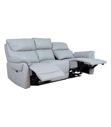 Diivan BOWEN 3-kohaline elektriline recliner 206x86xH102cm, hallikasbeež naturaalne nahk