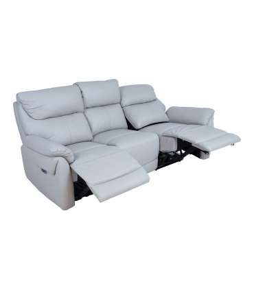 Diivan BOWEN 3-kohaline elektriline recliner 206x86xH102cm, hallikasbeež naturaalne nahk